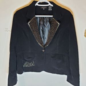 Nikky collection black blazer with detailed collar and accents